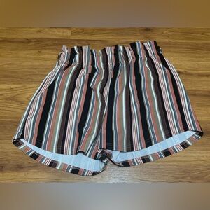 Rue21 High Waist Striped Shorts - Black, Brown, Tan